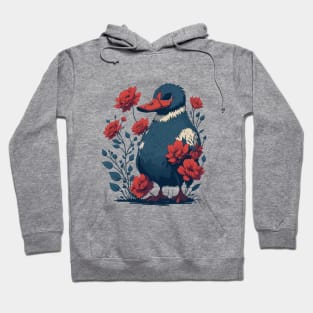 Duck With Red Flowers Hoodie